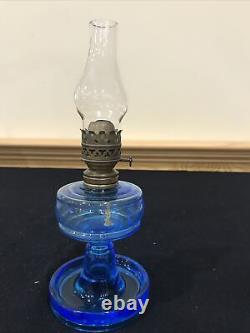 Antique Ice Blue No 300 Central Glass Miniature Oil Lamp SMITH II, FIG. 175