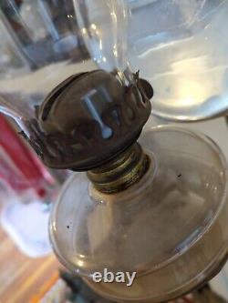 Antique Iron Metal Oil Lamp Wall Bracket with RARE Mercury Glass Reflector Light