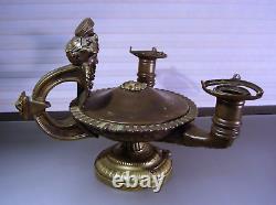 Antique Italian Grand Tour Bronze Oil Lamp Neoclassical 19th c