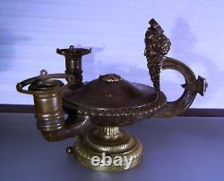 Antique Italian Grand Tour Bronze Oil Lamp Neoclassical 19th c