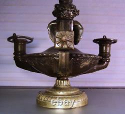 Antique Italian Grand Tour Bronze Oil Lamp Neoclassical 19th c