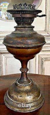 Antique J. Hinks & Son Brass/ Copper Oil Lamp with #2 Lever Burner C. 1890