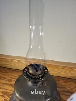 Antique Japanese Asian Hammered Bronze Oil Lamp Dragon Feet Duplex Burner 19th C