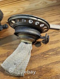 Antique Japanese Asian Hammered Bronze Oil Lamp Dragon Feet Duplex Burner 19th C