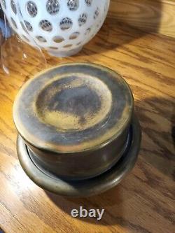 Antique Japanese Asian Hammered Bronze Oil Lamp Dragon Feet Duplex Burner 19th C