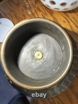 Antique Japanese Asian Hammered Bronze Oil Lamp Dragon Feet Duplex Burner 19th C