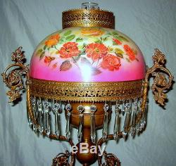 Antique John Scott Double Cherub Bronze Banquet Oil Lamp