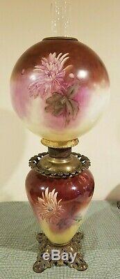 Antique Jumbo Banquet Lamp Oil Kerosene GWTW Gone with the Wind Electrified