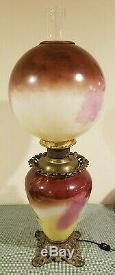 Antique Jumbo Banquet Lamp Oil Kerosene GWTW Gone with the Wind Electrified