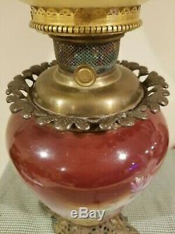 Antique Jumbo Banquet Lamp Oil Kerosene GWTW Gone with the Wind Electrified