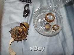 Antique Kerosene Black Cast Iron Wall Bracket Oil Lamp Glass Mercury Reflector