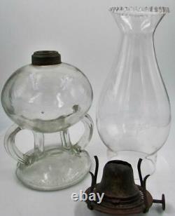 Antique Kerosene / Oil 2-Handled Lamp RIPLEY with Stippled Web Stem 1870 Patent