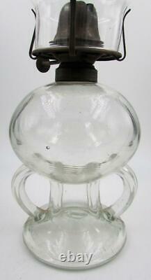 Antique Kerosene / Oil 2-Handled Lamp RIPLEY with Stippled Web Stem 1870 Patent