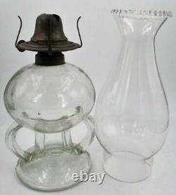 Antique Kerosene / Oil 2-Handled Lamp RIPLEY with Stippled Web Stem 1870 Patent