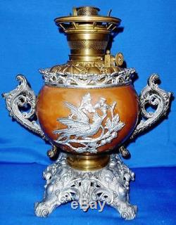 Antique Kerosene Oil Banquet Lamp 5 Embossed Royal Font Patented APR 11 88