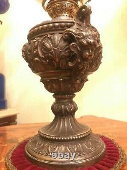 Antique Kerosene Oil Lamp Antique Globe Glass Shade with Jewels