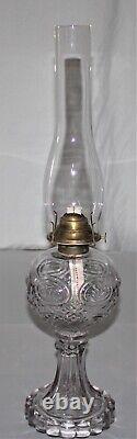 Antique Kerosene Oil Lamp Early 1870's All Glass Cottage Lamp WithLace Base