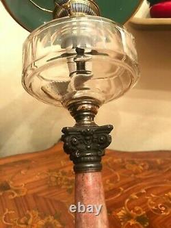 Antique Kerosene Oil Lamp Holmegaard Green Glass Shade Ideal Brenner