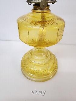 Antique Kerosene Oil Lamp Plume Wave Pattern Large Amber 18 1/2 1900 1920