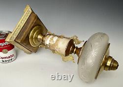 Antique Kerosene Oil Lamp with Onion Font, Milk Glass Stem & Brass Base, 1890-1910