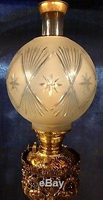 Antique Kerosene/oil, Banquet Lamp, Plume and Atwood circa 1895, with shade