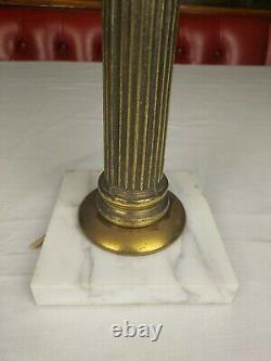 Antique Kosmos Brenner Corinthian Column Cranberry Glass Converted Oil Lamp 22