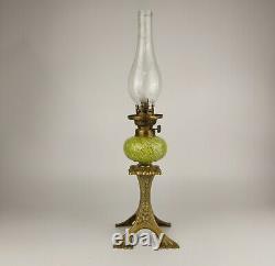 Antique Kosmos Brenner Oil Peg Lamp Brass Candlestick 19th C Hurricane Shade