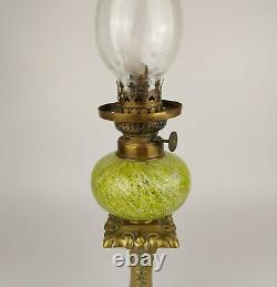 Antique Kosmos Brenner Oil Peg Lamp Brass Candlestick 19th C Hurricane Shade