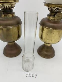 Antique Kosmos Brenner Ornate Brass Oil Hurricane Lamp Lantern With Wick