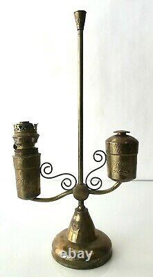 Antique Kosmos Brenner Student Lamp Brass Oil Lamp Original Oil Withtank