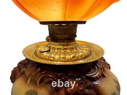 Antique Large Electrified Fostoria Oil Lamp Consolidated Lions Head GWTW READ