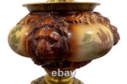 Antique Large Electrified Fostoria Oil Lamp Consolidated Lions Head GWTW READ
