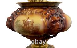 Antique Large Electrified Fostoria Oil Lamp Consolidated Lions Head GWTW READ