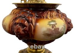 Antique Large Electrified Fostoria Oil Lamp Consolidated Lions Head GWTW READ