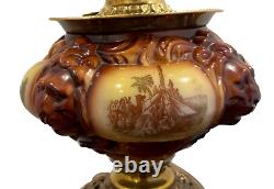 Antique Large Electrified Fostoria Oil Lamp Consolidated Lions Head GWTW READ
