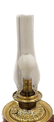 Antique Large Electrified Fostoria Oil Lamp Consolidated Lions Head GWTW READ