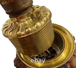 Antique Large Electrified Fostoria Oil Lamp Consolidated Lions Head GWTW READ