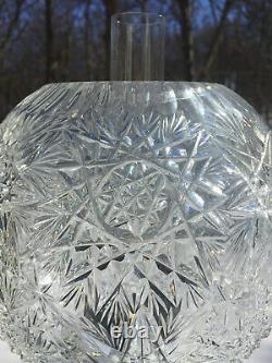 Antique Large Exquisite Diamond Crystal Oil/Kerosene Lamp