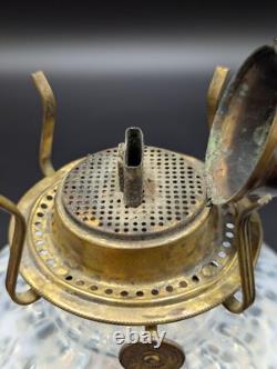 Antique Leaf and Jewel Opalescent Coin Dot Oil Lamp