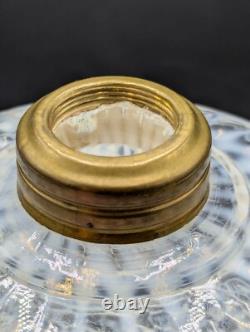 Antique Leaf and Jewel Opalescent Coin Dot Oil Lamp