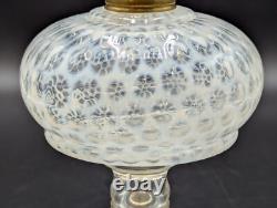 Antique Leaf and Jewel Opalescent Coin Dot Oil Lamp