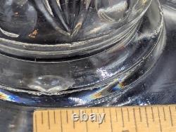 Antique Leaf and Jewel Opalescent Coin Dot Oil Lamp