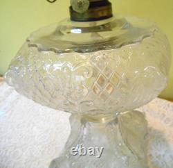 Antique Lion and Baboon Large Oil Lamp with Burner Excellent 1890's