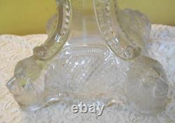 Antique Lion and Baboon Large Oil Lamp with Burner Excellent 1890's