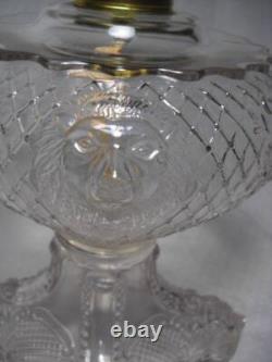 Antique Lion and Baboon Large Oil Lamp with Chimney and Burner Excellent 1890's