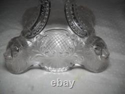 Antique Lion and Baboon Large Oil Lamp with Chimney and Burner Excellent 1890's