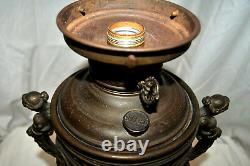 Antique MILLER Banquet Oil Kerosene Lamp Ornate Embossed Brass Converted RARE