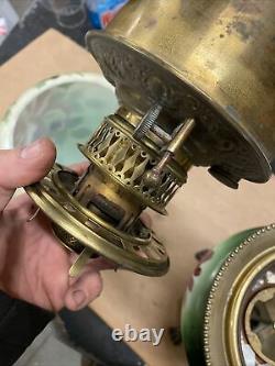 Antique M & W Fancy Brass Center Draft Oil Lamp Font 22 High 8.5 Wide k213