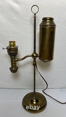Antique Manhattan Brass Co N. Y 1879 Student Oil Lamp Adjustable Electrified