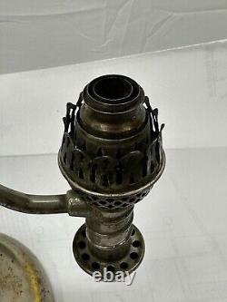 Antique Manhattan Brass Co. Nickel Student Oil Lamp Early original surface great